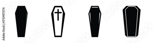 Setoffourgothiccoffinswithonefeaturingachristiancrosssymbolhalloweentheme