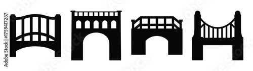 Collectionoffourstylizedsilhouettesdepictingvariousbridgearchitecturesanddesigns