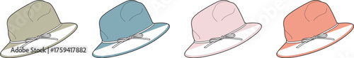 Elegant Hats A Stylish Collection of Sun Hats in Pastel Colors for Fashion and Summer Wear