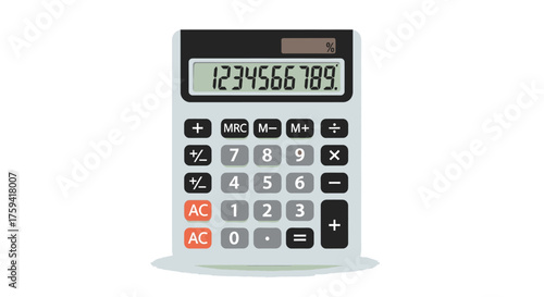 Modern flat design calculator with digital display and numeric keypad