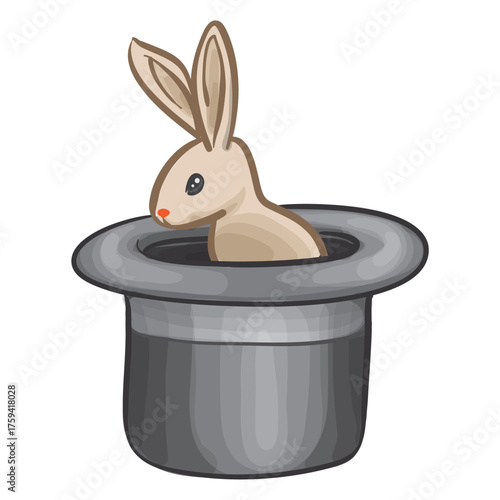 Magician Hat with Rabbit Hand Drawn Vector Illustration