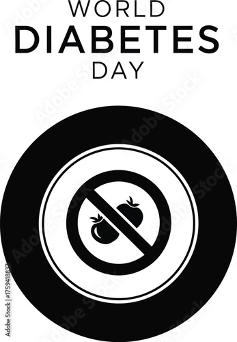 World diabetes day concept with crossed out sugar health awareness campaign for prevention