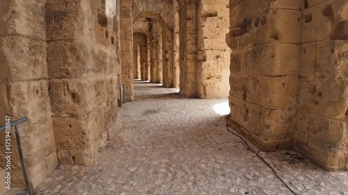 Inside the El Jem Roman Amphitheater in Tunisia