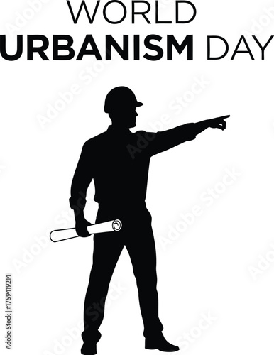 World urbanism day with construction worker international holiday concept design
