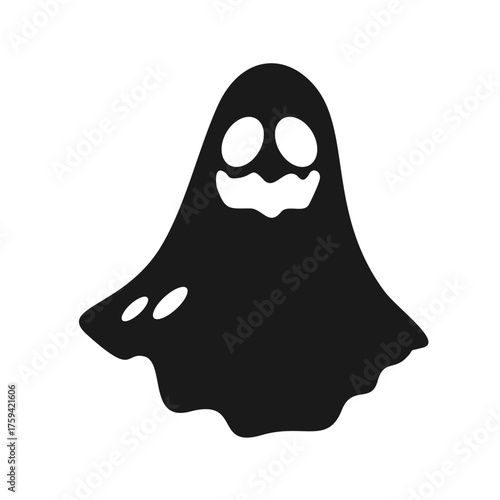 Cute black ghost icon for Halloween and spooky party decorations