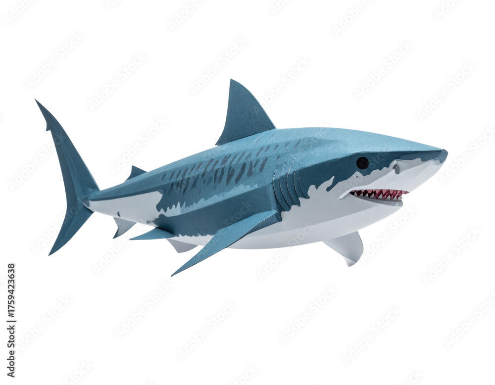 Naklejka premium Tiger Shark decorative paper art illustration with elegant shapes and transparent layers.