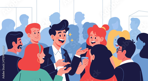 Group of diverse people networking and socializing at an event.