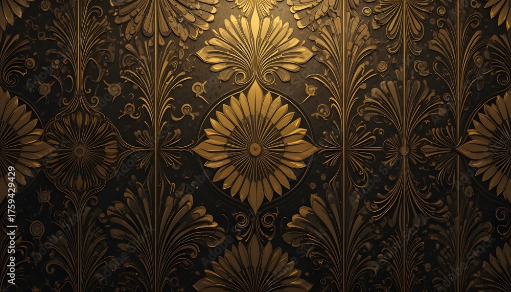 Luxury Golden Wallpaper with Elegant Art Deco Pattern – Vintage Vector Background Perfect for VIP Invitations, Fabric, Packaging, and Classic Print Design