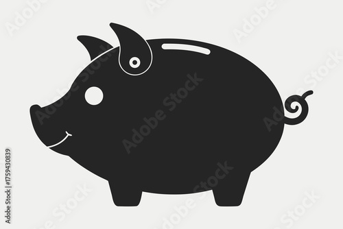 Cute piggy bank with money on pink and blue backgrounds cartoon illustration