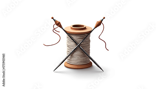 vector icon of a spool of thread and needle crossed