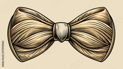 Very beautiful elegant hand-drawn bow tie sketch in a refined vintage design, showcasing timeless style and sophistication — a perfect stock vector for fashion, tailoring, or classic accessory themes.