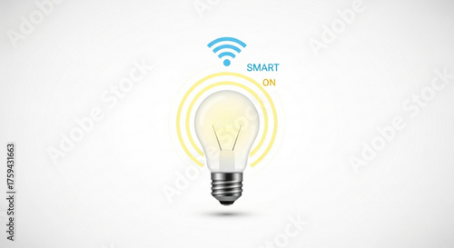 Smart light bulb with wifi sign, concept of smart house and modern technology, vector illustration