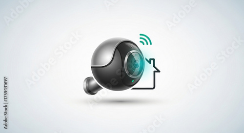 Webcam with wifi sign, concept of smart house and modern technology, vector illustration