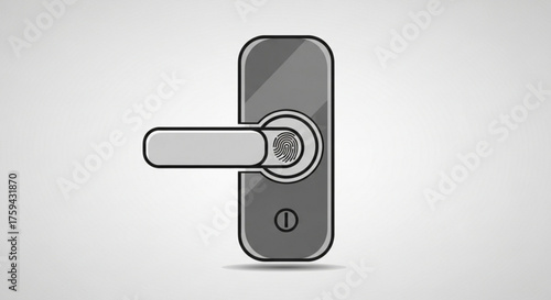 Smart door lock with fingerprint scanner modern door handle with biometric identification system security and access control concept