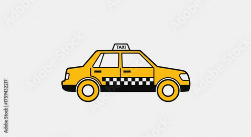 Illustration of a yellow taxi car, a common mode of transportation for urban travel and commuting needs