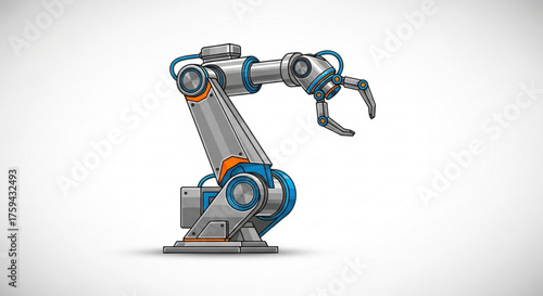 Illustration of an industrial robotic arm, a symbol of automation, manufacturing, and modern technology