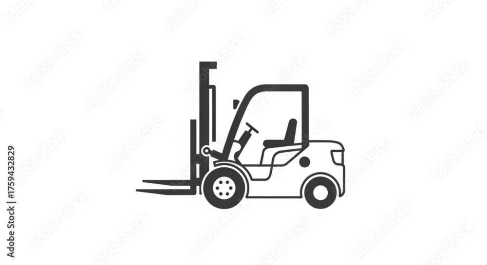 Naklejka premium A simple black forklift icon, representing industry, logistics, and material handling equipment