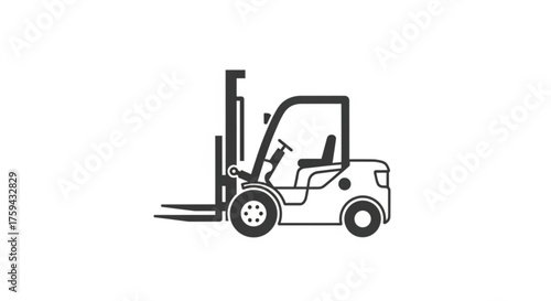 A simple black forklift icon, representing industry, logistics, and material handling equipment