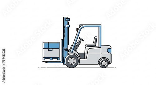 A forklift carrying a box, , symbolizing logistics, delivery, and industrial operations