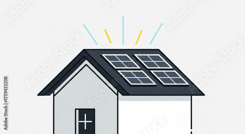 A house with solar panels on the roof generating clean energy for a sustainable future concept