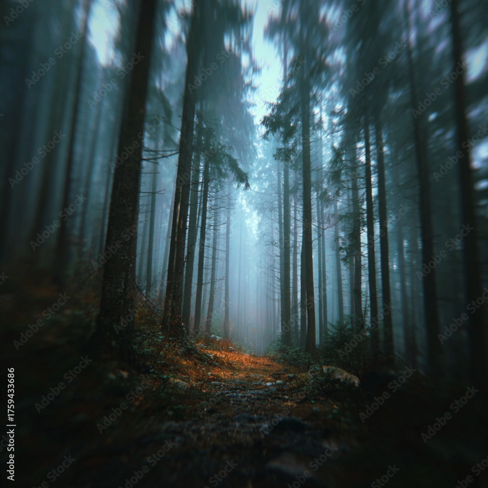 Obraz premium Vibrant Blurred Woodland Scene, Joyful Atmosphere