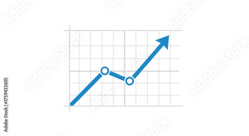 Blue line graph showing an upward trend, representing growth, success, and positive performance indicator
