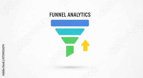 Funnel analytics icon symbolizes the process of tracking and optimizing customer conversions and sales growth