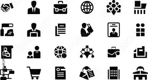 Minimalist corporate silhouettes representing leadership, teamwork, and international enterprise