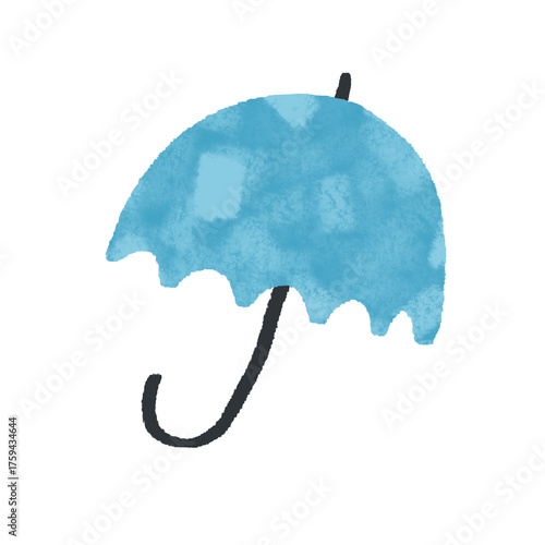 水彩風　青い傘のイラスト
