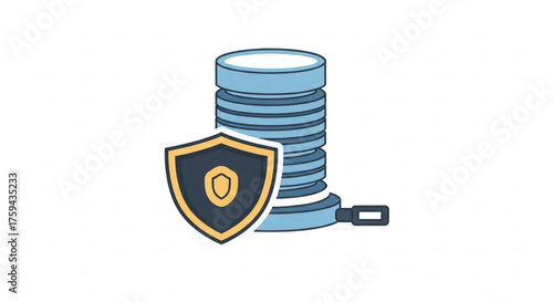 Database security icon, representing data protection, cybersecurity, and secure information management
