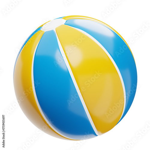 Free Download A Brightly Colored Yellow and Blue Beach Ball Floats on a Transparent Background Ideal for Summer Recreation and Poolside Fun - GFXLoad