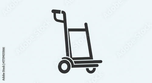 A simple black silhouette of a platform hand truck for use in a variety of design projects and applications