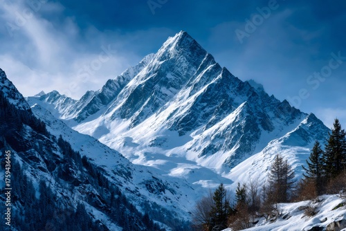 Wallpaper Mural Snowcapped mountain peak rising under blue sky Torontodigital.ca