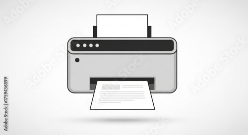 Gray printer icon modern office equipment for printing documents and photos device for printing text