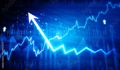 Stock market trading growth graph. 3d illustration