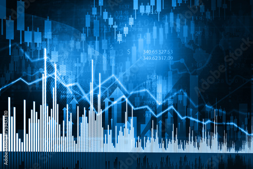 Stock market trading growth graph. 3d illustration