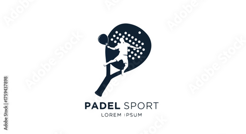 Energetic Padel Tennis Player Silhouette Illustration for Dynamic Racket Sport Branding and Athletic Event Design