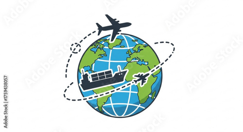 Global international shipping logistics freight transport trade export import worldwide delivery concept
