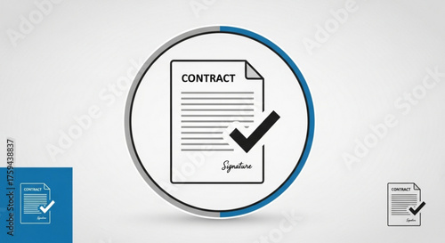 Completed contract agreement document with signature and checkmark for business and legal use case