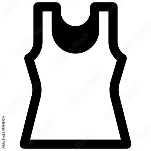 Tank top. Outlined stroke vector icon with black-filled details.