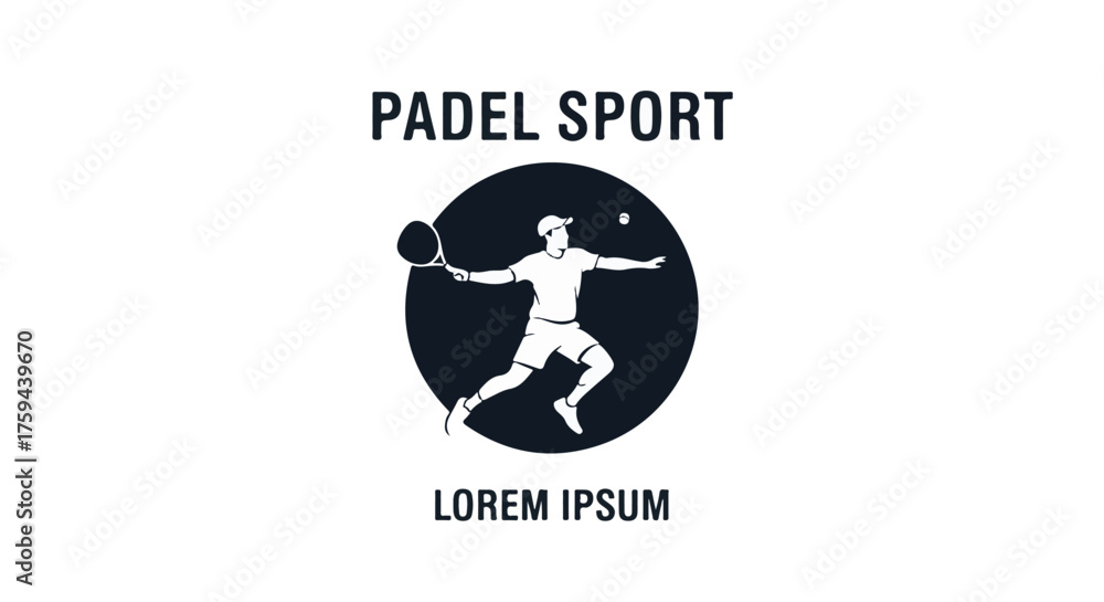 Naklejka premium Padel Sport Silhouette Player with Racquet Action Vector 17