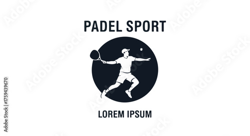 Padel Sport Silhouette Player with Racquet Action Vector 17