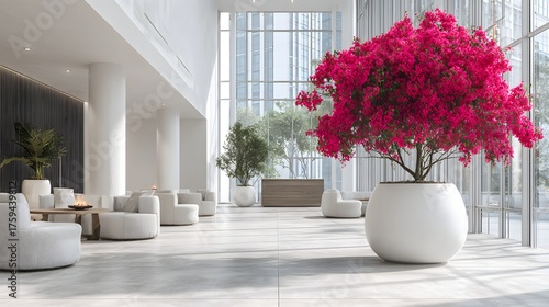 Sunlit Office Corner with Cascading Blooms