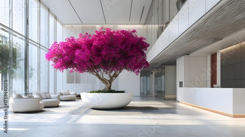 Sunlit Office Corner with Cascading Blooms
