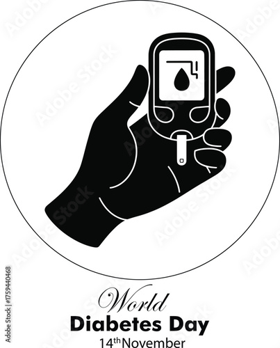 World diabetes day symbol hand holding glucose meter blood drop medical awareness