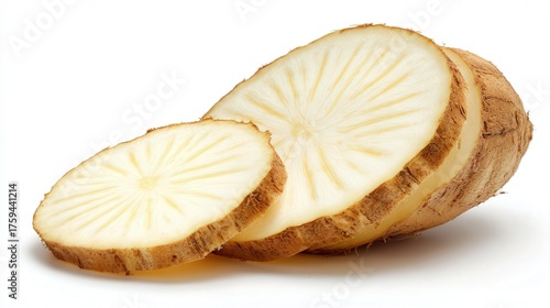 Yacon slice isolated on white background