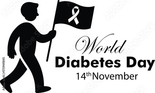 World diabetes day awareness symbol raising flag silhouette november 14th