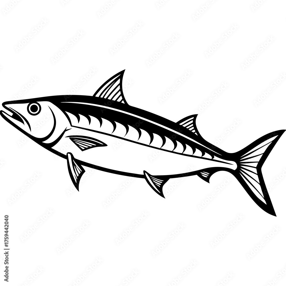 Fototapeta premium King Mackerel line art vector