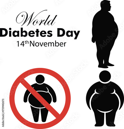 World diabetes day november 14th awareness graphic obesity silhouette symbol prevention
