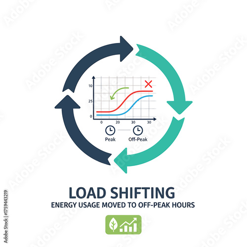 2D flat icon of energy usage moved to off-peak hours in vector